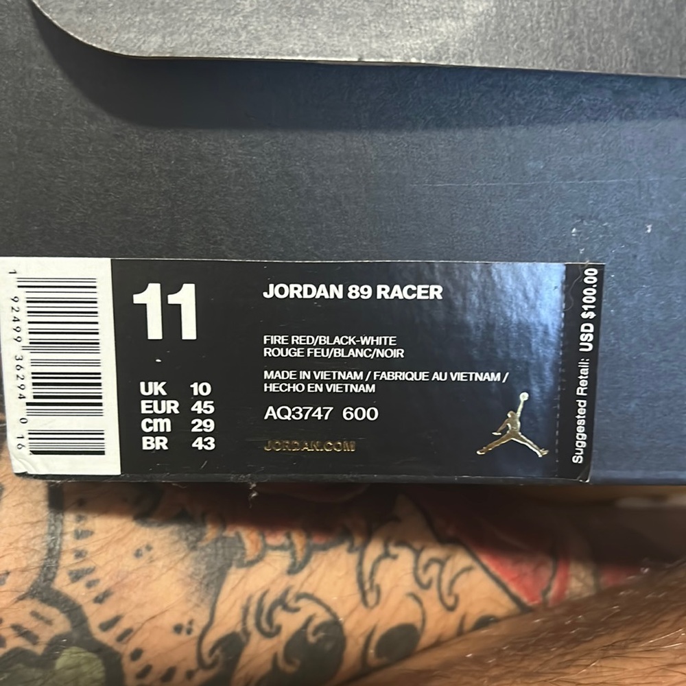 Red and black 89 Racer size 11 in box, never worn